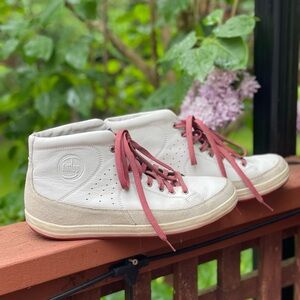 FITFLOP SZ 11 beige cream leather/suede SuperTop high top sneakers